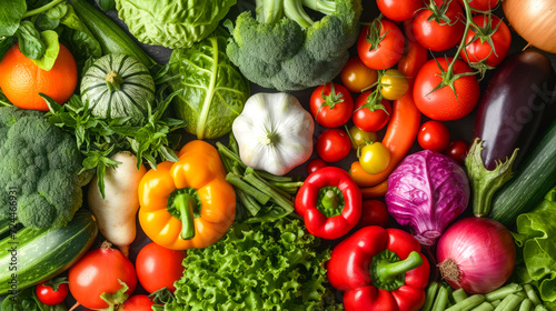 Backdrop with a mix of colorful vegetables arranged in an appealing pattern