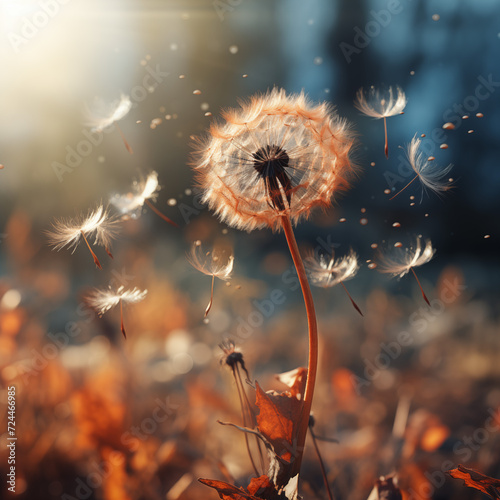 a dandelion seed flying in the wind
Generative AI

