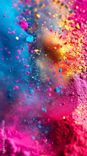 A colourful powder explosion of holi paint. vertical background © Yulia
