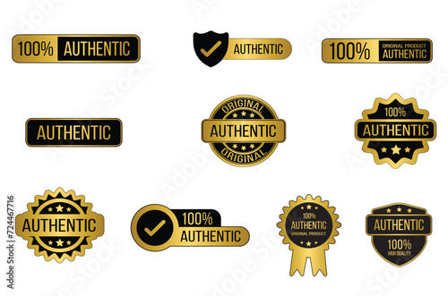 100% golden authentic stamp vector illustration