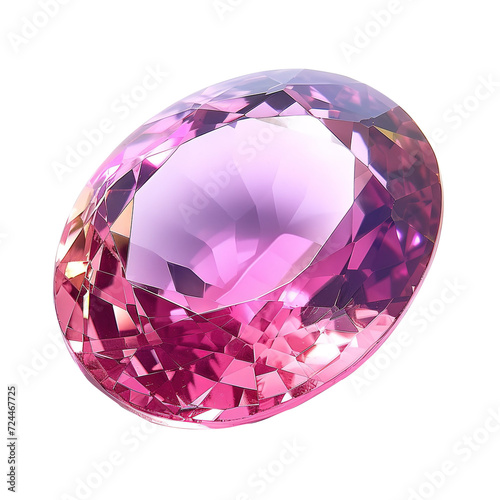 Natural genuine mined pink sapphire oval cutting shape gemstone isolated on white background.