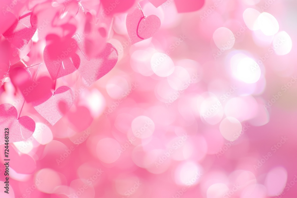 Pink Bokeh Background With Heart Symbols In Light Pink And White For Posters