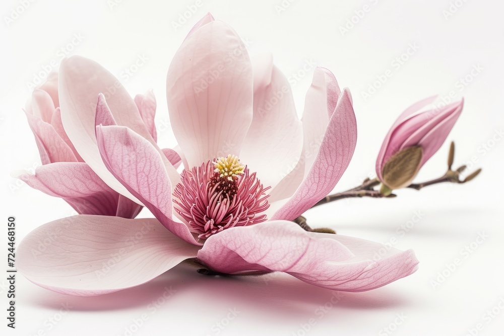 Fototapeta premium Pink Magnolia Flower Isolated On White Background