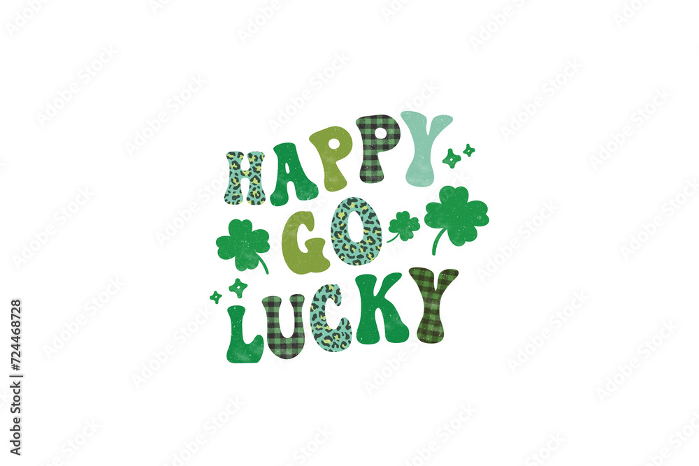 Happy go Lucky, Retro St Patrick's Day PNG Sublimation T Shirt Design Happy go Lucky, Retro St Patrick's Day PNG Sublimation T Shirt Design