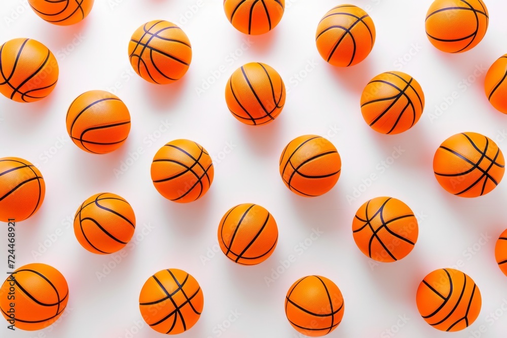 Vibrant Array Of Orange Basketball Balls Against Clean White Backdrop