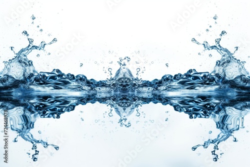 Vibrant Blue Water Splashes Energize Pristine White Backdrop, Captivating The Eye