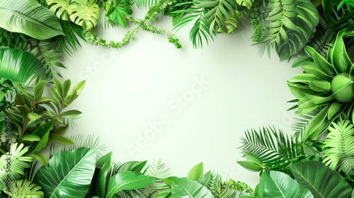 beautifully designed leafy background with a central white board for copy space © Graphic Master