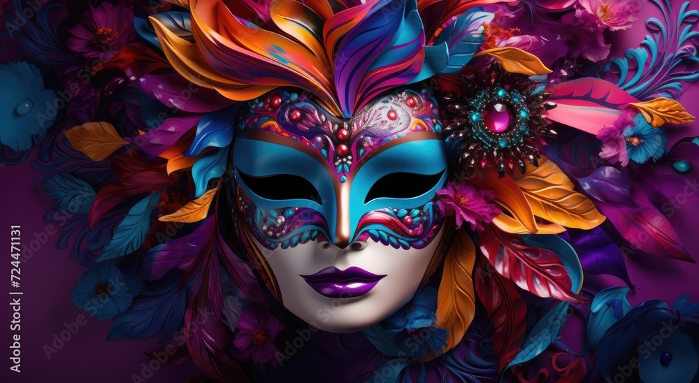Whimsical Masquerade: A Symphony of Colors and Mystery Generative AI