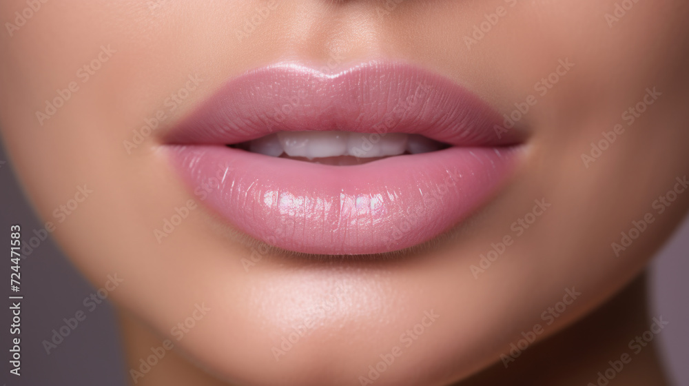 Obraz premium Close-up of Woman's Pink Lipstick
