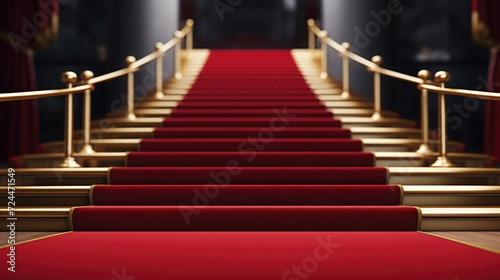 Red Carpeted Staircase Leading to Stage