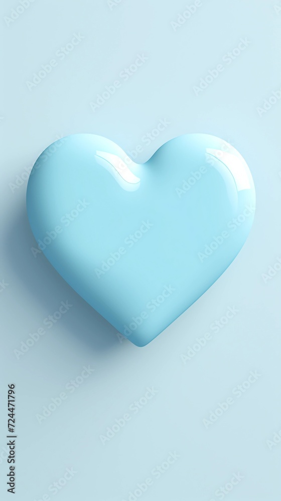 A Powder Blue Heart Symbol Isolated on a Light-Blue Background A Powder Blue Heart Symbol Isolated on a Light-Blue Background