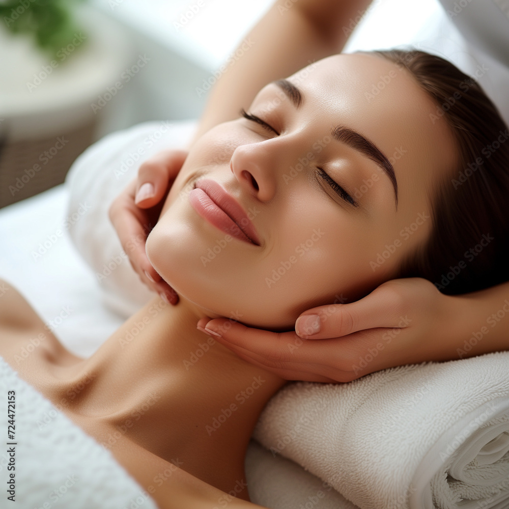 portrait of a woman receiving a back massage