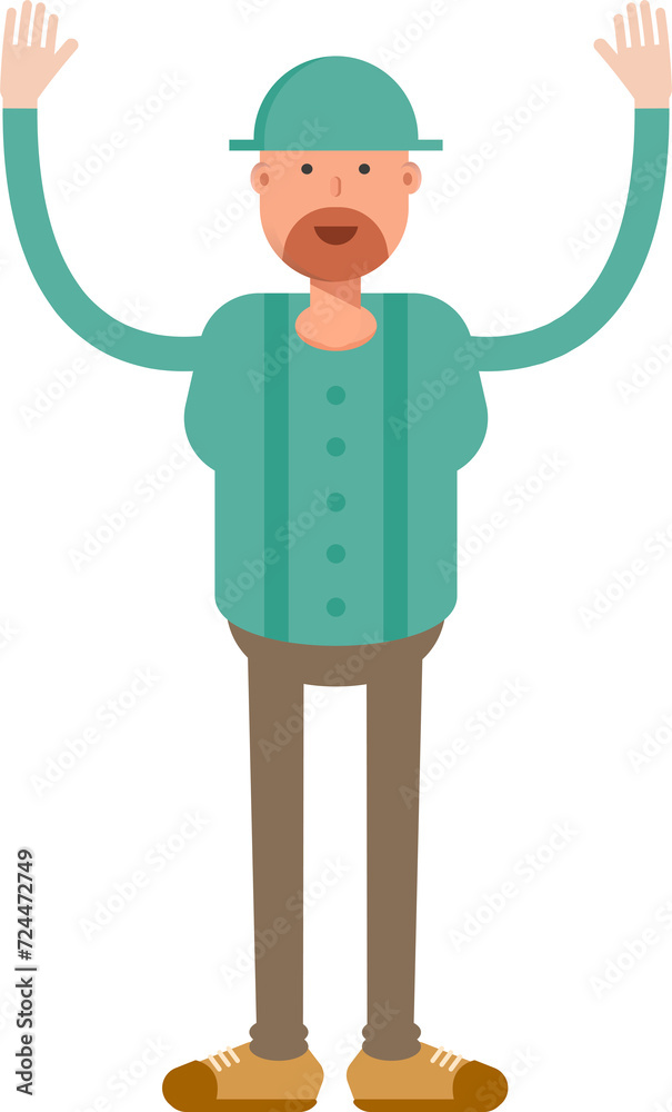Beard Man Character Raising Hands
Beard Man Character Raising Hands