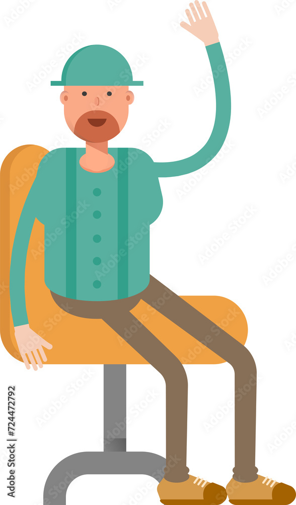 Beard Man Character Sitting on Chair
Beard Man Character Sitting on Chair