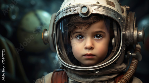 Young Child in Space Suit and Helmet