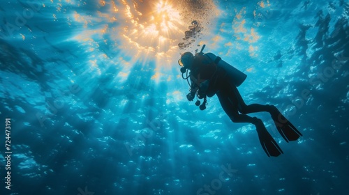 Beautiful background for skuba diving advertising
