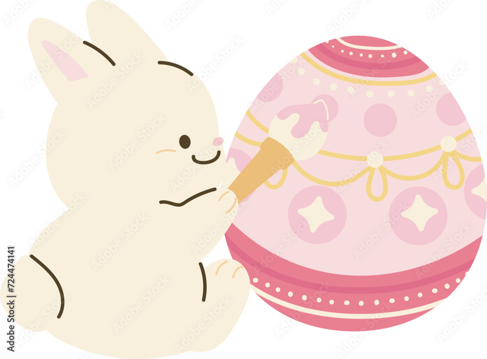 Cute rabbit with easter egg illustration vector Cute rabbit with easter egg illustration vector