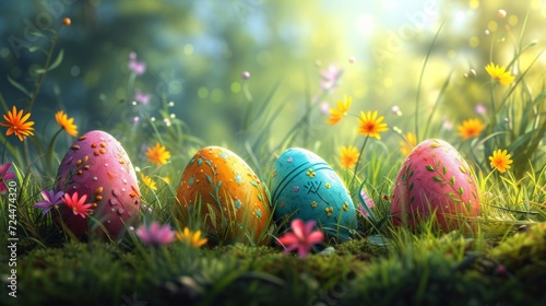 Beautiful background for Easter egg hunt advertising