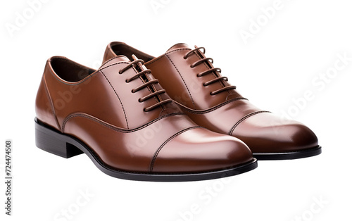 Men's Sophisticated Cap-Toe Oxford Shoes On Transparent Background