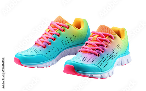 Energize Your Run with Neon-Hued Sporty Women's Shoes On Transparent Background
