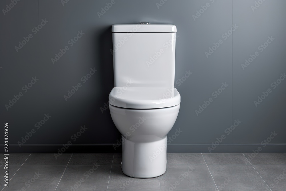 Ceramic white toilet bowl near a grey wall Ceramic white toilet bowl near a grey wall