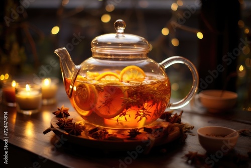 Ginger Spice: Ginger-infused tea in a transparent teapot.
