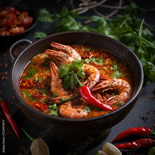 Tom Yum Goong (Tom Yum Soup) Spicy Thai soup with shrimp
