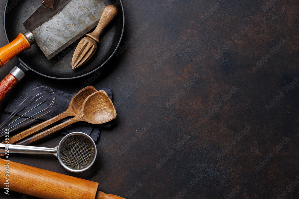 Naklejka premium Culinary essentials: Diverse cooking utensils