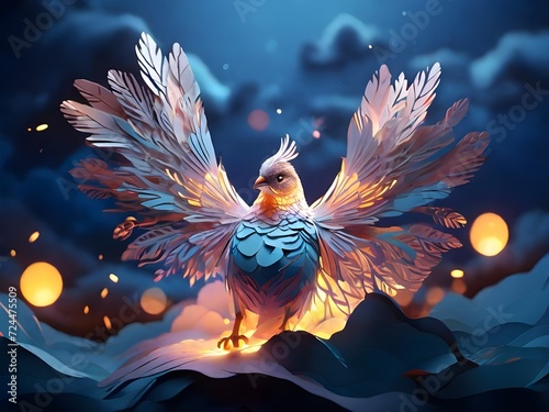 bird image background make, fire bird, dark background