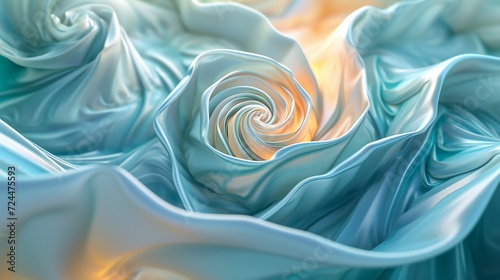 Pine leaves in close-up, with fluid and flowing forms, swirling in calming circles with serene color hues.