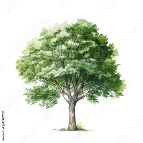 Watercolor tree illustrations on a white background