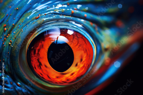 
Macro photograph of a fish's eye, capturing the underwater world reflected in its glossy surface photo