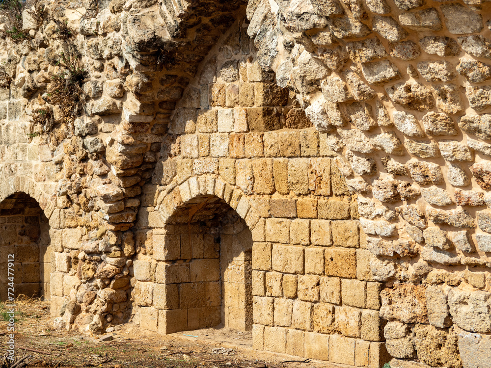 old fortress in the city Acre, Israel ,old stone arch