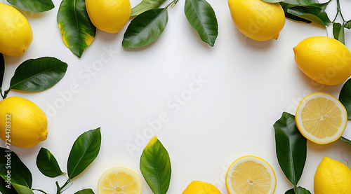 A colorful and healthy assortment of citrus fruits and leaves, including meyer lemons, bitter oranges, pomelos, and key limes, create a vibrant and nourishing image of natural foods and superfoods photo