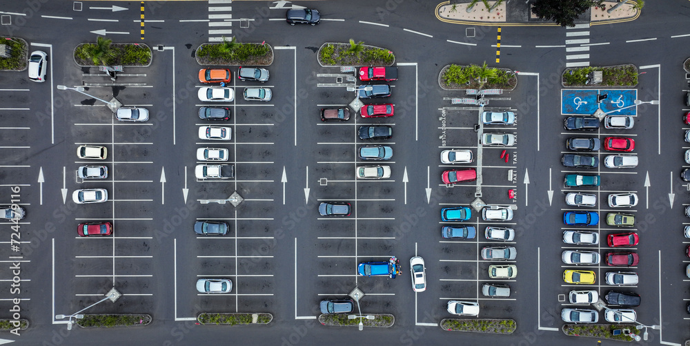 Parking Lot From Above, Aerial View
