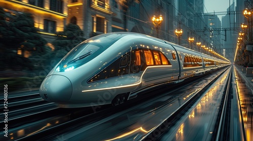 World's fastest train, the Shanghai Maglev, cinematic, futuristic