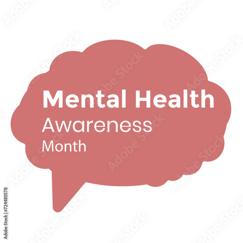 Mental health illustration of a mind with words vector illustration