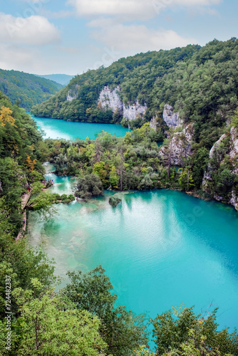 High angle view over Plitvice Lakes National Park, Croatia © Sean Fleming