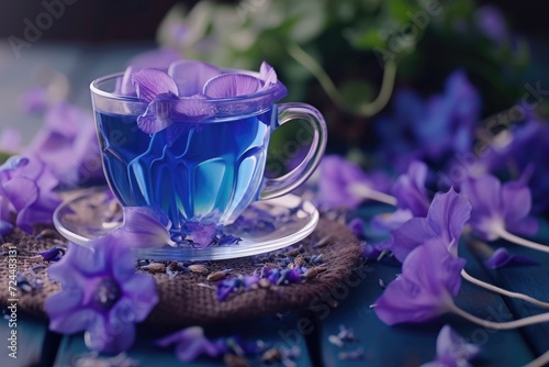 Clitoria ternatea  herbal tea  purple blue flower and drink  minuman bunga telang 