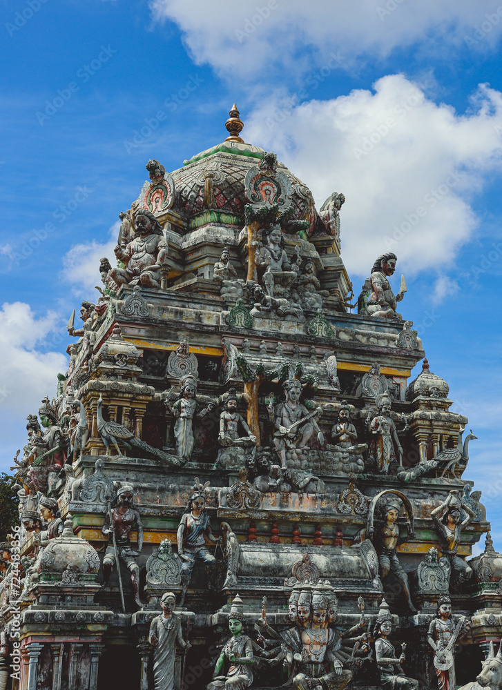 Indian Temple Tower With Statue Adornments