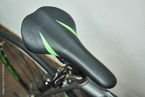 The saddle of a road or sports bike. Cycling, close-up of details