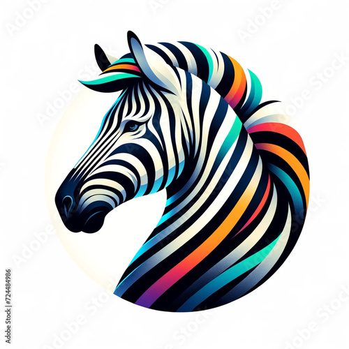 Zebra Stripes Illustration in a Circle, Vibrant and Abstract Art in a Modern Style, Drawing from Nature