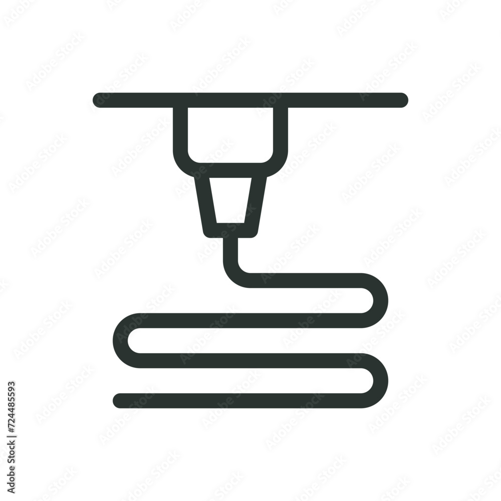 3D printing process isolated icon, material extrusion 3D printing vector symbol with editable stroke 3D printing process isolated icon, material extrusion 3D printing vector symbol with editable stroke