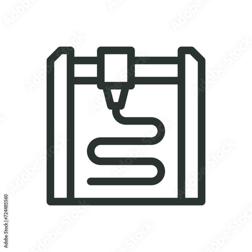 3D printing isolated icon, 3D print vector symbol with editable stroke