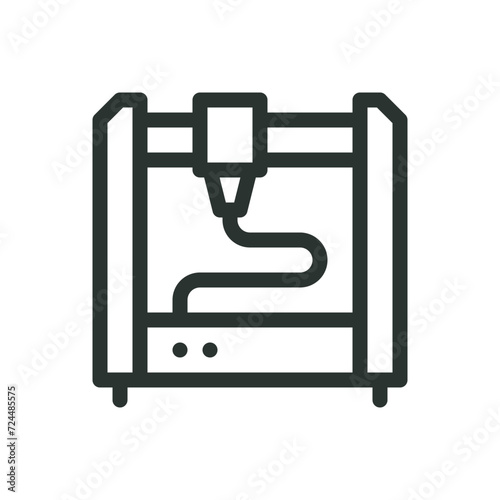 3D printer extruder isolated icon, extrusion printing vector symbol with editable stroke