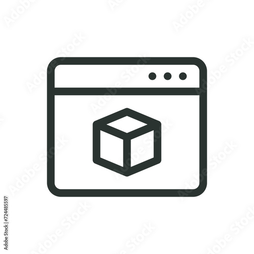3D modeling software isolated icon, 3D design app vector symbol with editable stroke