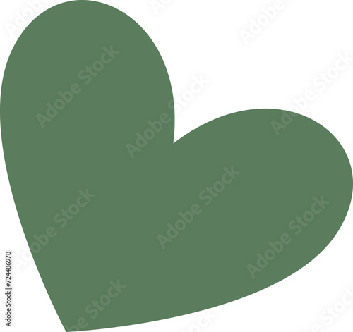 Romantic Green Heart with Leaf Vector Illustration for Valentine's Day Design Concept