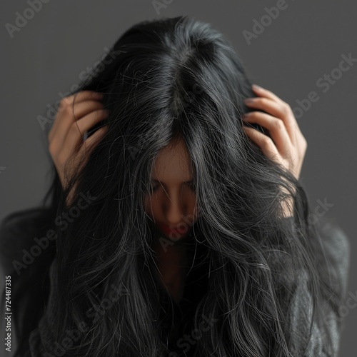 Hair Hand Blurry Asia Woman Not On White Background, Illustrations Images