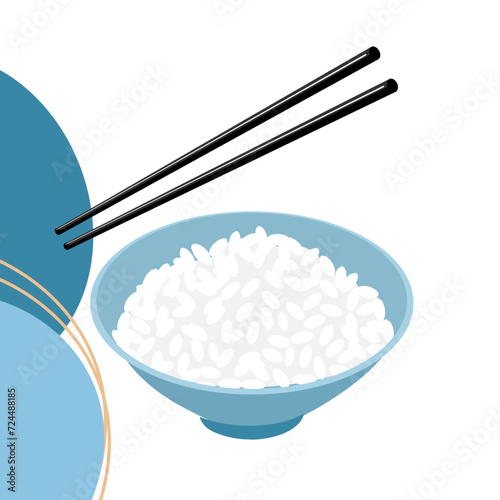 Rice bowl with chopsticks on minimalist geometric background vector.
Vector Formats

