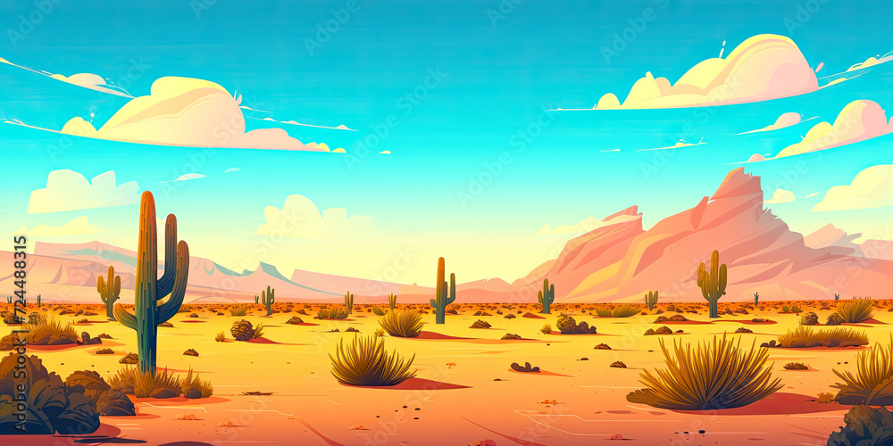 video game style, anime cartoon desert sand background banner, generated ai